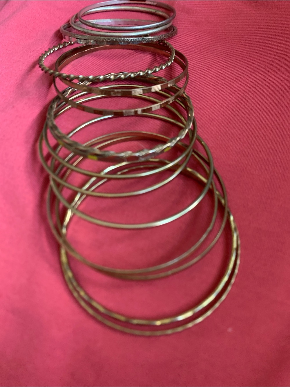 16 Classic Gold-Tone , Brass & silver Bangle Bracelet Set -